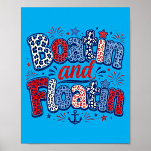 Patriottisch varen en rond dobberen Zomer Boot Mee Poster