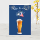 Patriottisch Verjaardagsbier met Sparklers Kaart (Gele Bloem)