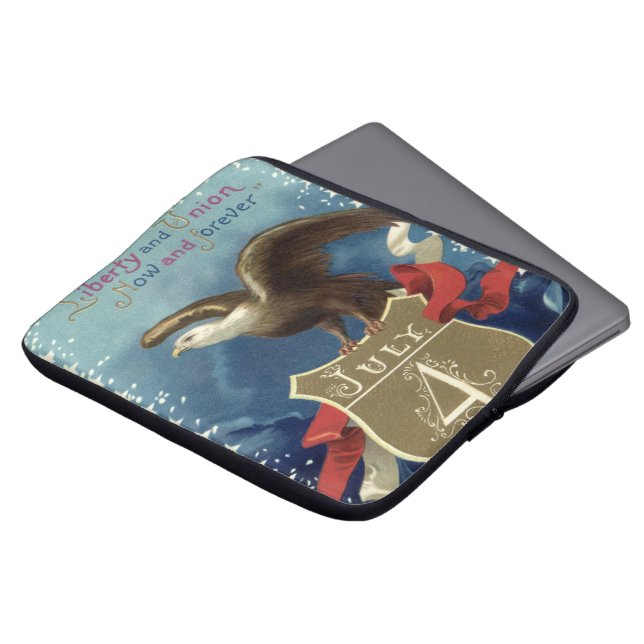  Patriottisch Vierde juli, Eagle met sterren Laptop Sleeve (Voorkant top)