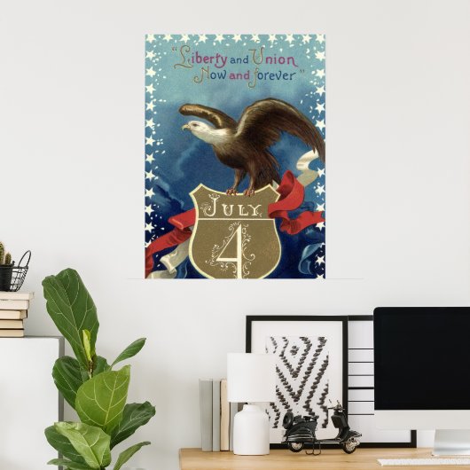 Patriottisch Vierde juli, Eagle met sterren Poster (Thuiskantoor)