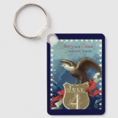 Patriottisch Vierde juli, Eagle met sterren Sleutelhanger (Voorkant)
