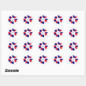 Patriottisch Vierde juli Floral Red White Blue Ronde Sticker (Vel)