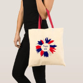 Patriottisch Vierde juli Floral Red White Blue Tote Bag (Voorkant (product))