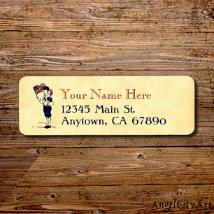 Patriottisch Vlag van de V.S. en het Adres van de  Etiket