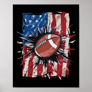 Patriottisch Voetbal 4 juli Mannen VS Amerikaanse Poster