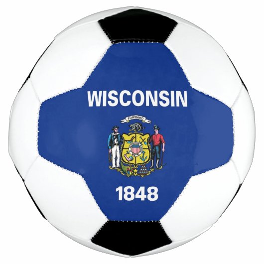 Patriottisch Voetbal met de vlag van de staat Wisc (Voorkant)