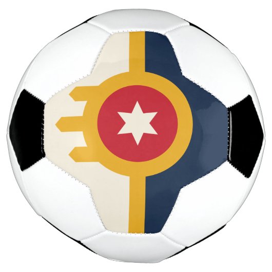 Patriottisch Voetbal met vlag van Tulsa, Oklahoma (Gedraaid)