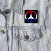 Patriottisch vredessymbool vierkante button 5,1 cm (In situ)