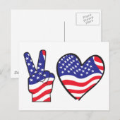 Patriottisch vredesteken en hart briefkaart (Voorkant / Achterkant)