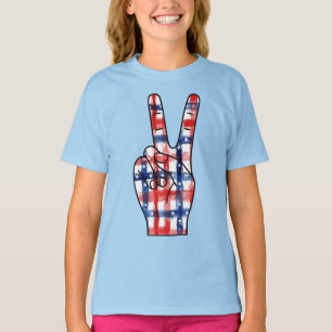 Patriottisch Vredesteken Hand Abstract VS Vlag Pat T-shirt