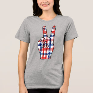 Patriottisch Vredesteken Hand Abstracte Amerikaans Tri-Blend Shirt
