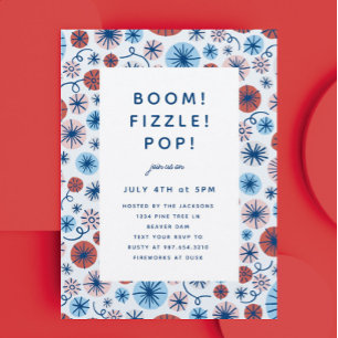 Patriottisch vuurwerk op 4 juli Uitnodiging Post P