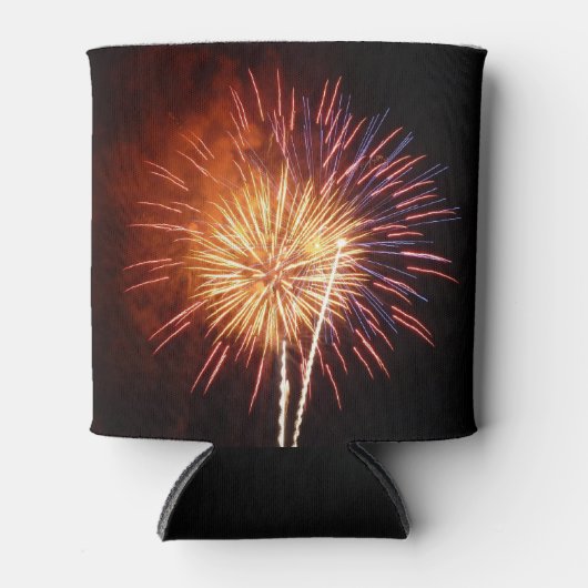 Patriottisch vuurwerk van rood, wit en blauw blikjeskoeler (Voorkant)