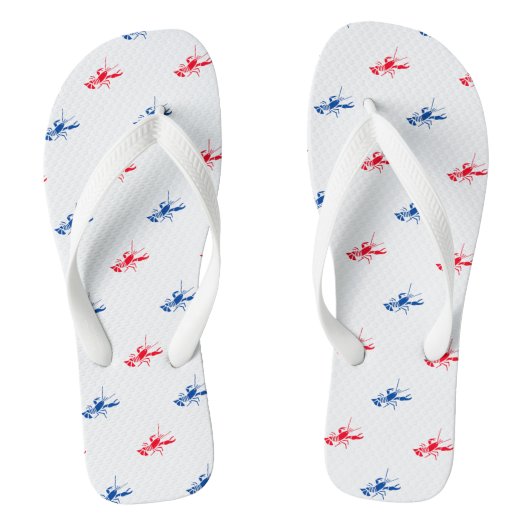 Patriottisch wit blauw kreeft teenslippers (Voetbed)