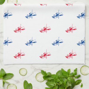 Patriottisch wit blauw kreeft theedoek