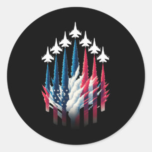 Patriottisch Wit Rood Vlag van de Verenigde Staten Ronde Sticker