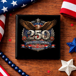 Patriottisch zilveren semiquincentennial embleem vierkante button 5,1 cm