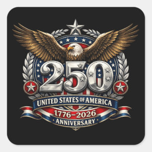 Patriottisch zilveren semiquincentennial embleem vierkante sticker