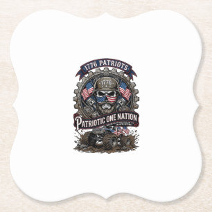 Patriottische 1776 Off Road Schedel Monster Truck Kartonnen Onderzetters