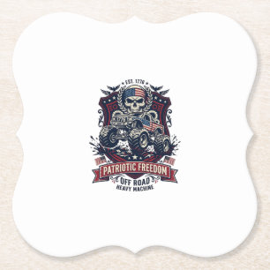 Patriottische 1776 Off Road Schedel Monster Truck Kartonnen Onderzetters