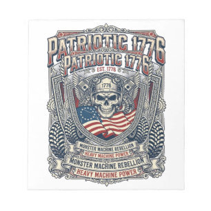 Patriottische 1776 Off Road Schedel Monster Truck Notitieblok