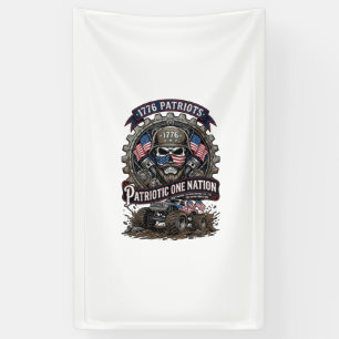 Patriottische 1776 Off Road Schedel Monster Truck Spandoek