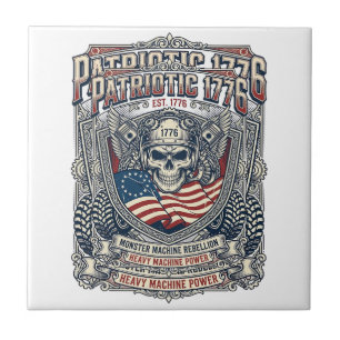 Patriottische 1776 Off Road Schedel Monster Truck  Tegeltje