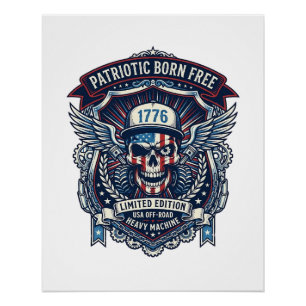 Patriottische 1776 Off Road Schedel Monstertruck Z Perfect Poster