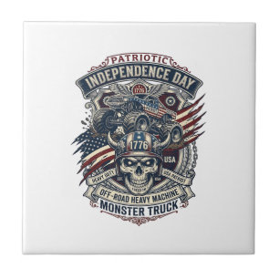 Patriottische 1776 Off Road Schedel Monstertruck Z Tegeltje