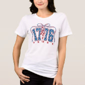 Patriottische 1776 Sterren Strepen Coquette Bow Tri-Blend Shirt (Voorkant)