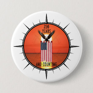 Patriottische "250 jaar en tellen" citaat 4 juli ronde button 7,6 cm