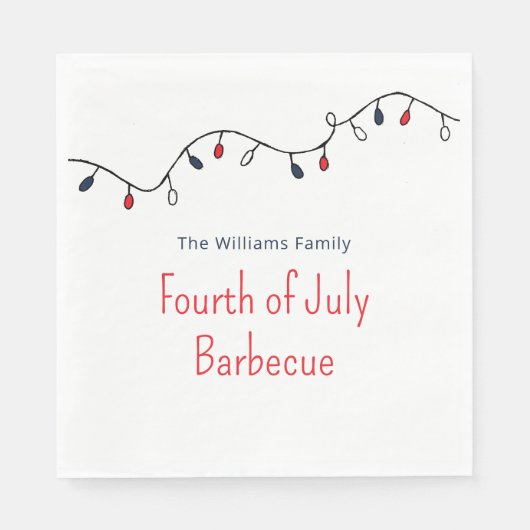 Patriottische 4 juli Barbecue String Lights Servet (Voorkant)