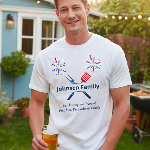 Patriottische 4 juli BBQ-picknick Amerika 250ste v T-shirt
