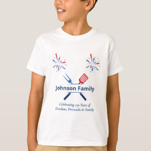 Patriottische 4 juli BBQ-picknick Amerika 250ste v T-shirt