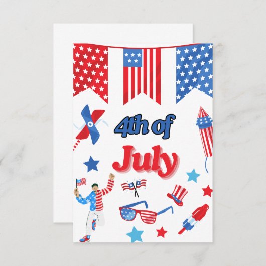 Patriottische 4 juli Bedankpas Bedankkaart (Voorkant / Achterkant)