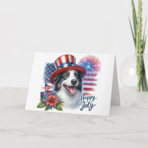 Patriottische 4 juli Border Collie  Feestdagen Kaart