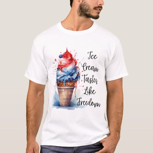 Patriottische 4 juli Ice Cream T-Shirt (Voorkant)