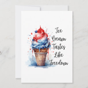Patriottische 4 juli Ice Cream T-Shirt Feestdagenkaart