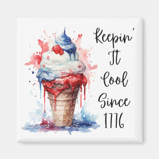 Patriottische 4 juli Ice Cream T-Shirt Magneet
