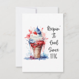 Patriottische 4 juli Ice Cream T-Shirt RSVP Kaartje
