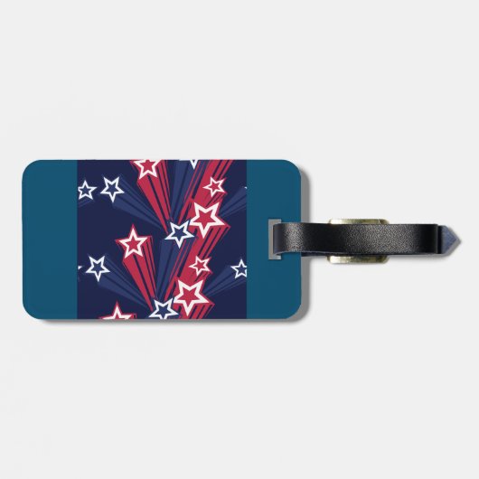 Patriottische 4 juli sterren rood wit en blauw bagagelabel (Achterkant horizontaal)
