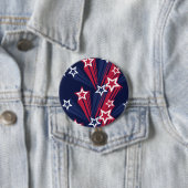 Patriottische 4 juli sterren rood wit en blauw ronde button 7,6 cm (In situ)