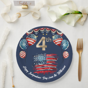 Patriottische 4 juli Viering op Navy Blue Papieren Bordje