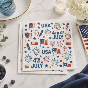 Patriottische 4 juli 🇺🇸   Vuurwerk, Sterren & Vl Servet