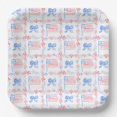 Patriottische 4 juli waterverf gepersonaliseerd papieren bordje (Voorkant)