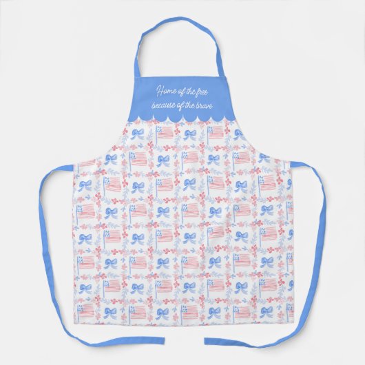 Patriottische 4 juli waterverf gepersonaliseerd schort (Voorkant)