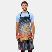 Patriottische 4th of July Vuurwerk Viering Menigte Schort (Gedragen)