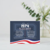 Patriottische 50 jaar High School Class Reunion Briefkaart (Staand voorkant)
