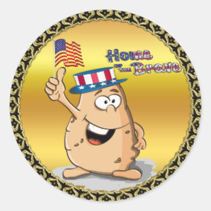 Patriottische aardappel met Amerikaans pet en een Ronde Sticker