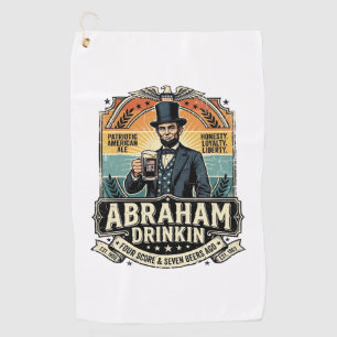 Patriottische Abraham Drinkende Retro Gesleten Golfhanddoek